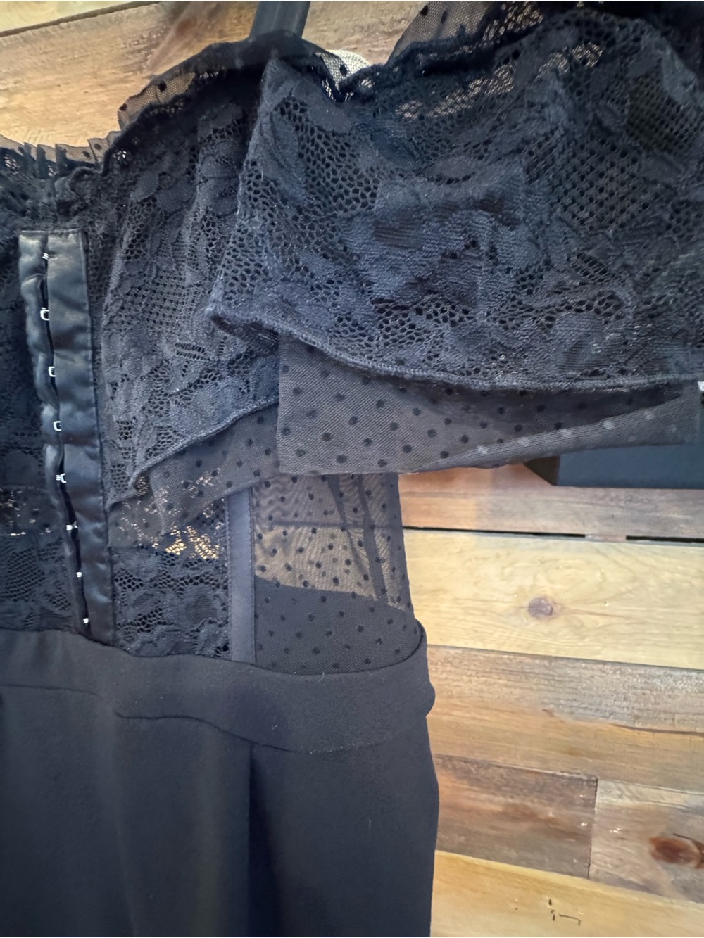 Express Black Lace Bodice Strap Jumpsuit - Picture 7 of 7
